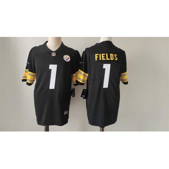 Men Pittsburgh Steelers 1 Justin Fields Black Vapor Untouchable Limited Stitched Jersey