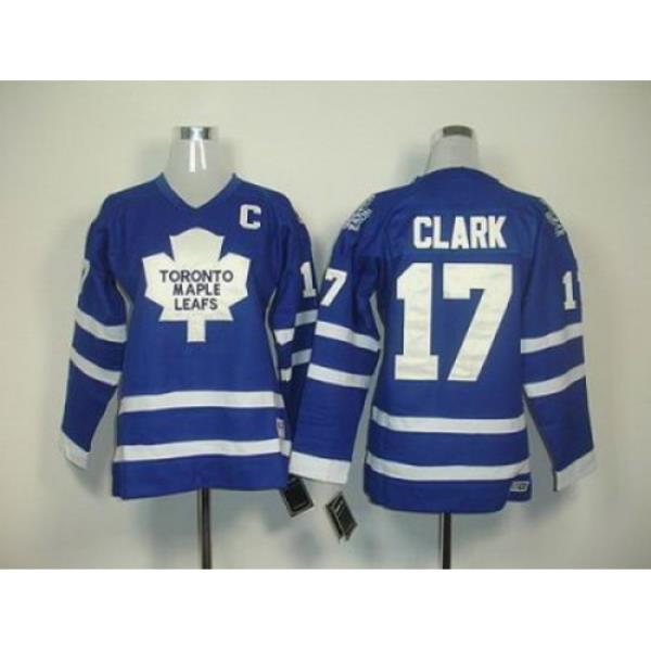 YOUTH Toronto Maple Leafs #17 Wendel Clark Blue Jersey C Patch