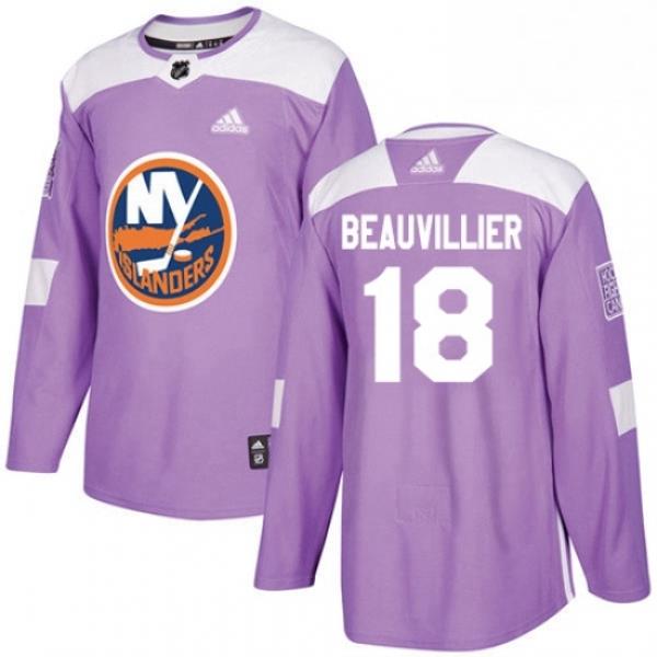 Mens Adidas New York Islanders 18 Anthony Beauvillier Authentic Purple Fights Cancer Practice NHL Jersey