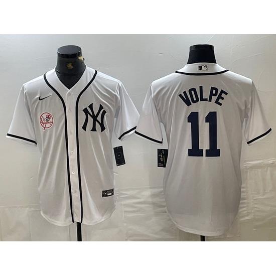 Men NeW York Yankees 11 Anthony Volpe White Cool Base Stitched Baseball JerseyS 1
