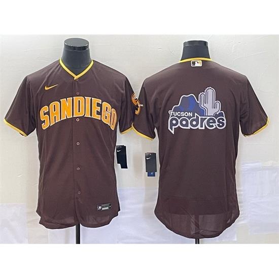 Men San Diego Padres BroWn Team Big Logo Flex Base Stitched Baseball Jersey