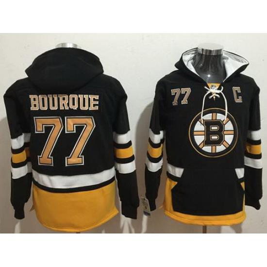 Men Boston Bruins 77 Ray Bourque Black Name  26 Number Pullover NHL Hoodie