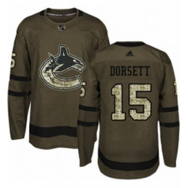 Youth Adidas Vancouver Canucks 15 Derek Dorsett Premier Green Salute to Service NHL Jersey
