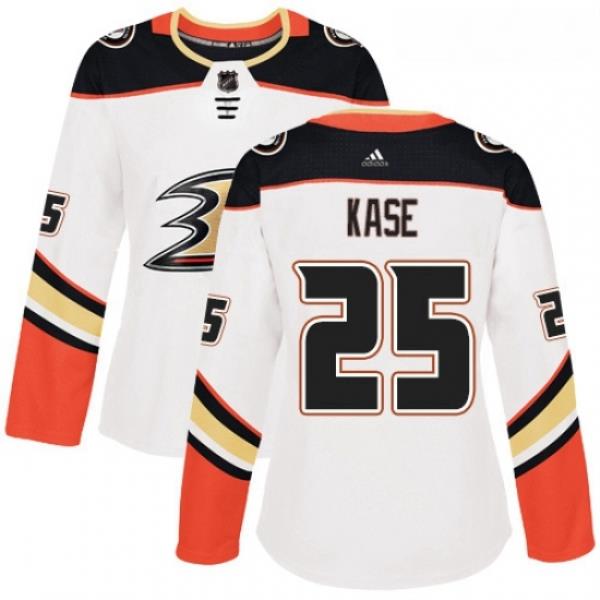 Womens Adidas Anaheim Ducks 25 Ondrej Kase Authentic White Away NHL Jersey