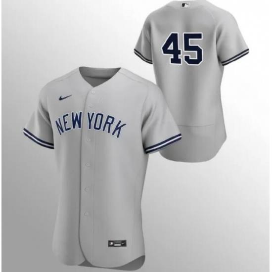 Men NeW York Yankees 45 Gerrit Cole Nike Gray 2021 Field of Dreams Game MLB Stitched Jersey