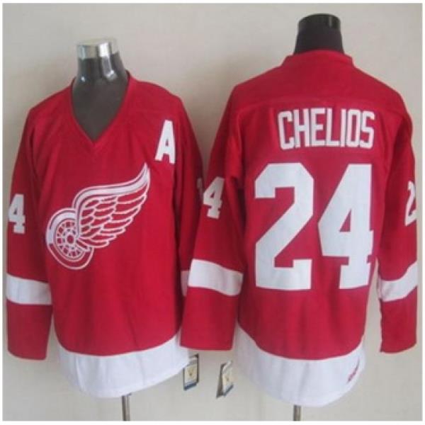 Detroit Red Wings #24 Chris Chelios Red CCM Throwback Stitched NHL Jersey