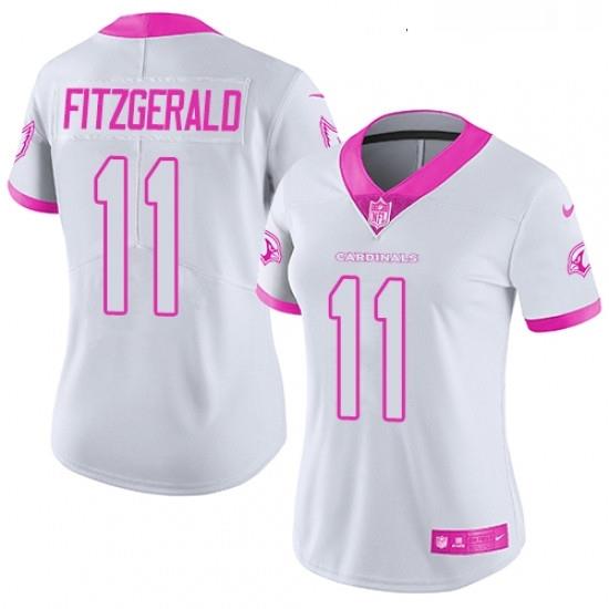 Womens Nike Arizona Cardinals 11 Larry Fitzgerald Limited WhitePink Rush Fashion NFL Jersey