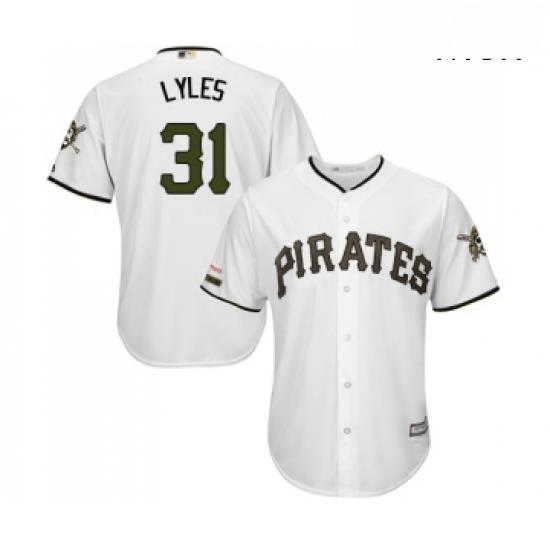 Mens Pittsburgh Pirates 31 Jordan Lyles Replica White Alternate Cool Base Baseball Jersey