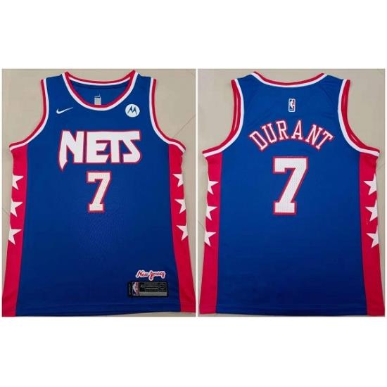 Men Brooklyn Nets 7 Kevin Durant Blue Stitched Basketball Jersey
