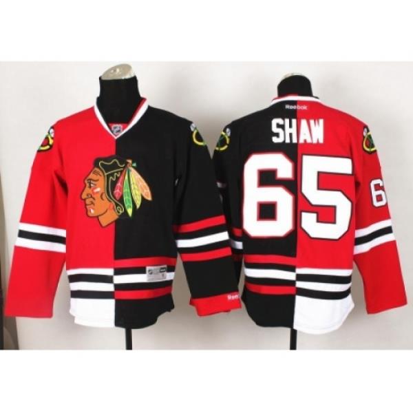 Chicago Blackhawks 65 Andrew Shaw Black Red Split NHL Jerseys