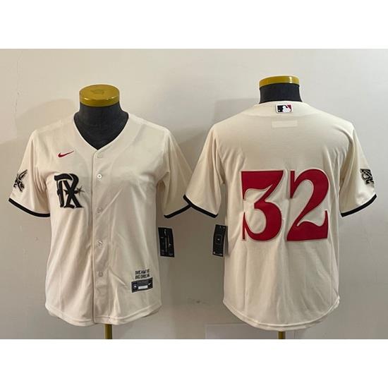 Women Texas Rangers 32 Evan Carter Cream 2023 City Connect Stitched Baseball