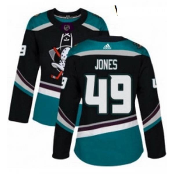 Womens Adidas Anaheim Ducks 49 Max Jones Premier Black Teal Alternate NHL Jersey