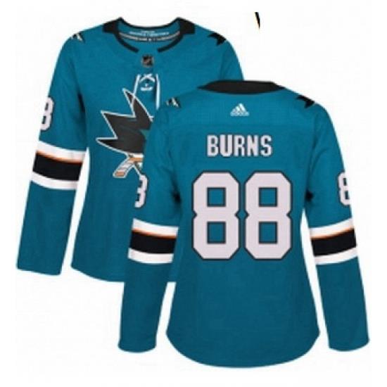 Womens Adidas San Jose Sharks 88 Brent Burns Authentic Teal Green Home NHL Jersey