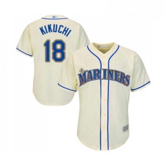 Youth Seattle Mariners 18 Yusei Kikuchi Replica Cream Alternate Cool Base Baseball Jersey