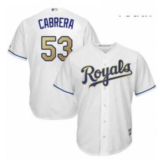 Youth Majestic Kansas City Royals 53 Melky Cabrera Authentic White Home Cool Base MLB Jersey