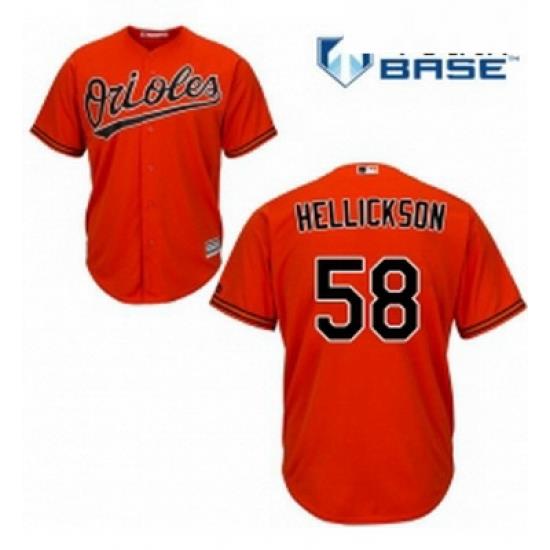 Youth Majestic Baltimore Orioles 58 Jeremy Hellickson Replica Orange Alternate Cool Base MLB Jersey