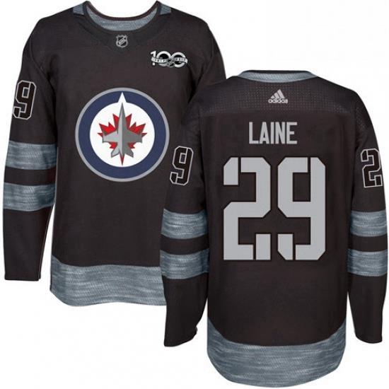 Mens Adidas Winnipeg Jets 29 Patrik Laine Authentic Black 1917 2017 100th Anniversary NHL Jersey
