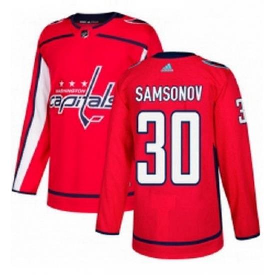 Mens Adidas Washington Capitals 30 Ilya Samsonov Premier Red Home NHL Jersey