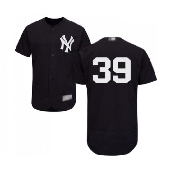 Mens New York Yankees 39 Drew Hutchison Navy Blue Alternate Flex Base Authentic Collection Baseball Jersey