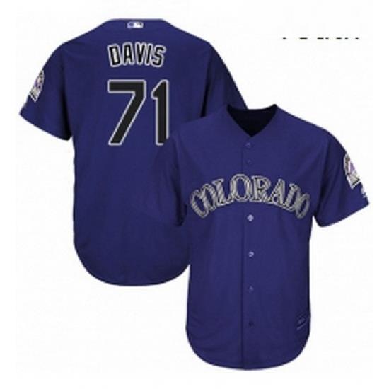 Youth Majestic Colorado Rockies 71 Wade Davis Authentic Purple Alternate 1 Cool Base MLB Jersey