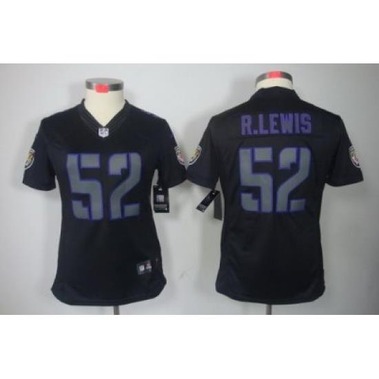 Women Nike Baltimore Ravens 52# R.LeWis Black Jerseys[Impact Limited]