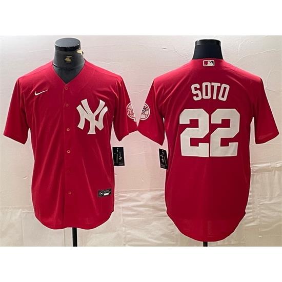 Men NeW York Yankees 22 Juan Soto Red Cool Base Stitched Baseball Jersey