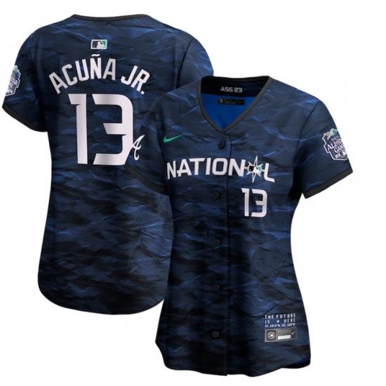 Women Atlanta Braves 13 Ronald Acu F1a Jr  Royal 2023 All Star Stitched Baseball Jersey