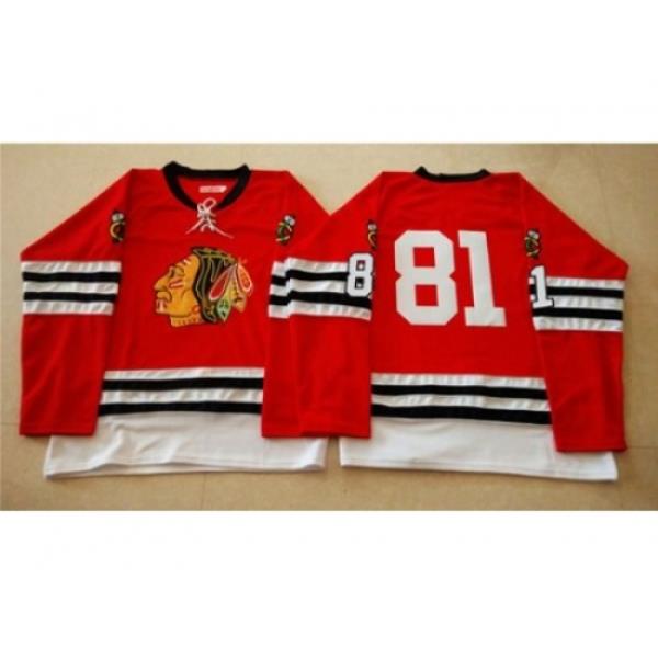 Chicago Blackhawks #81 Marian Hossa Red Mitchell And Ness 1960-61 Stitched NHL Jersey