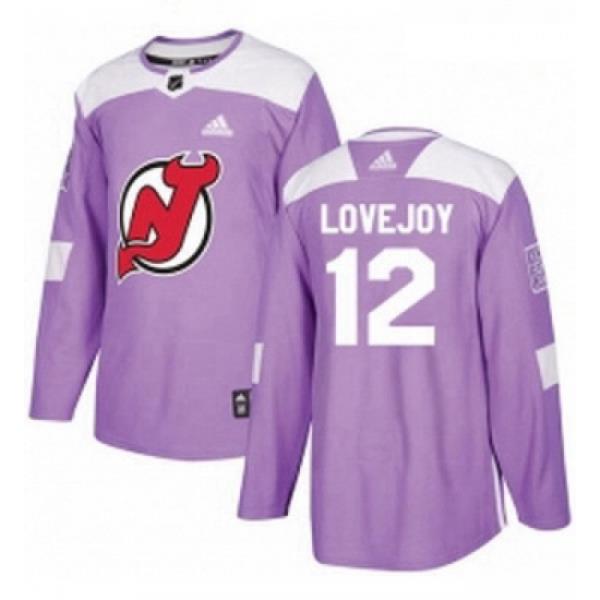 Youth Adidas New Jersey Devils 12 Ben Lovejoy Authentic Purple Fights Cancer Practice NHL Jersey