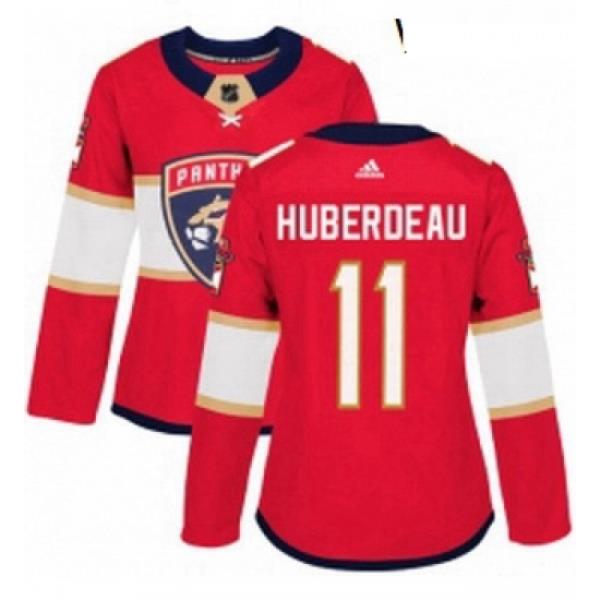 Womens Adidas Florida Panthers 11 Jonathan Huberdeau Authentic Red Home NHL Jersey