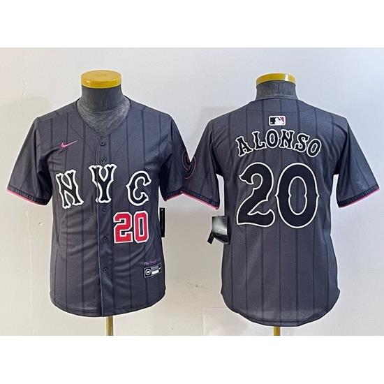 Youth New York Mets 20 Pete Alonso Graphite 2024 City Connect Limited Stitched Baseball Jersey 5