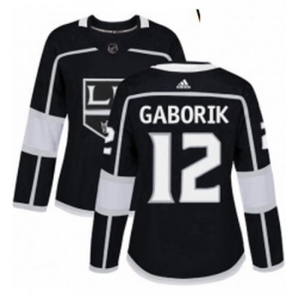 Womens Adidas Los Angeles Kings 12 Marian Gaborik Authentic Black Home NHL Jersey