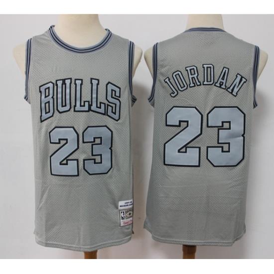 Men Chicago Bulls 23 Michael Jordan Grey Throwback Stitched Basketball Jersey