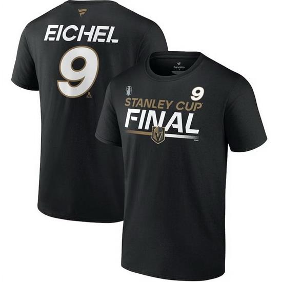 Men Vegas Golden Knights 9 Jack Eichel Black 2023 Stanley Cup Final Authentic Pro Name  26 Number T Shirt