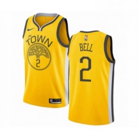 Mens Nike Golden State Warriors 2 Jordan Bell Yellow Swingman Jersey Earned Edition