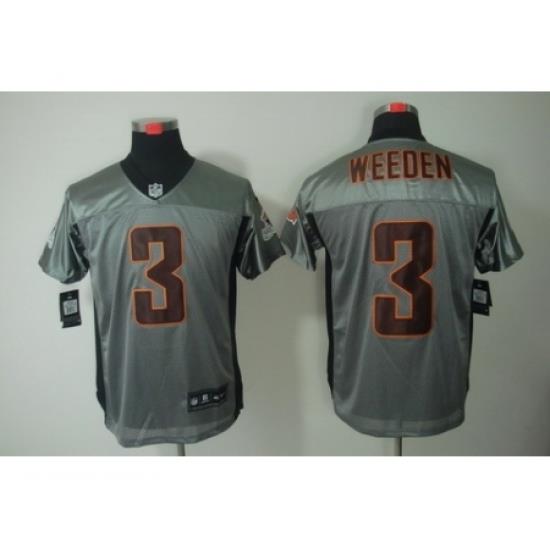 Nike Cleveland BroWns 3 Brandon Weeden Grey Elite ShadoW NFL Jersey