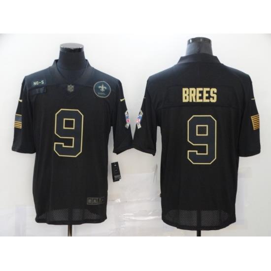Nike New Orleans Saints 9 Drew Brees Black 2020 Salute To Service Limited Jersey