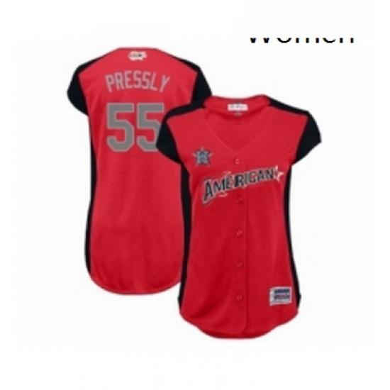 Womens Houston Astros 55 Ryan Pressly Authentic Red American League 2019 Baseball All Star Jersey