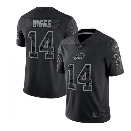 Men Buffalo Bills 14 Stefon Diggs Black Reflective Limited Stitched Football Jersey