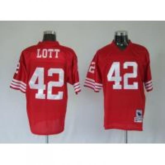 San Francisco 49ers 42 Ronnie Lott Red Throwback Jerseys