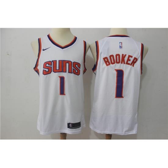 Men New Suns 1 Devin Booker White Nike Swingman Jersey