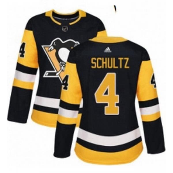 Womens Adidas Pittsburgh Penguins 4 Justin Schultz Authentic Black Home NHL Jersey