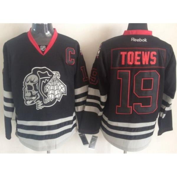 Chicago Blackhawks 19 Marian Hossa 2013 Black Ice NHL Jerseys Skull Logo Fashion