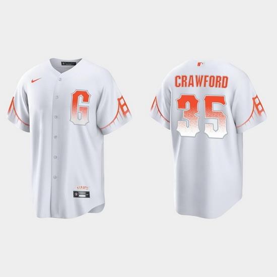 Men San Francisco Giants 35 Brandon CraWford Men 2021 City Connect White Fan Version Jersey