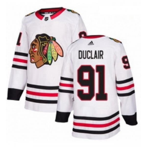 Youth Adidas Chicago Blackhawks 91 Anthony Duclair Authentic White Away NHL Jersey