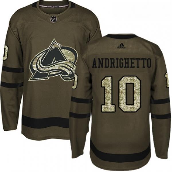 Youth Adidas Colorado Avalanche 10 Sven Andrighetto Premier Green Salute to Service NHL Jersey