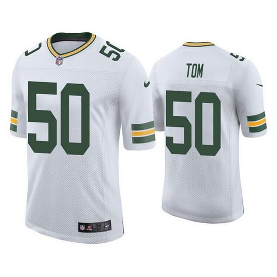 Men Green Bay Packers 50 Zach Tom White Stitched Football Jersey