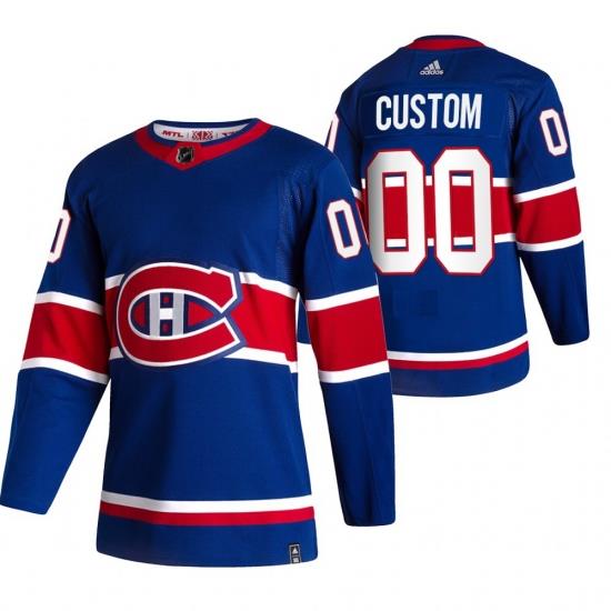 Montreal Canadiens Custom Blue Men Women youth Adidas 2020 21 Reverse Retro Alternate NHL Jersey