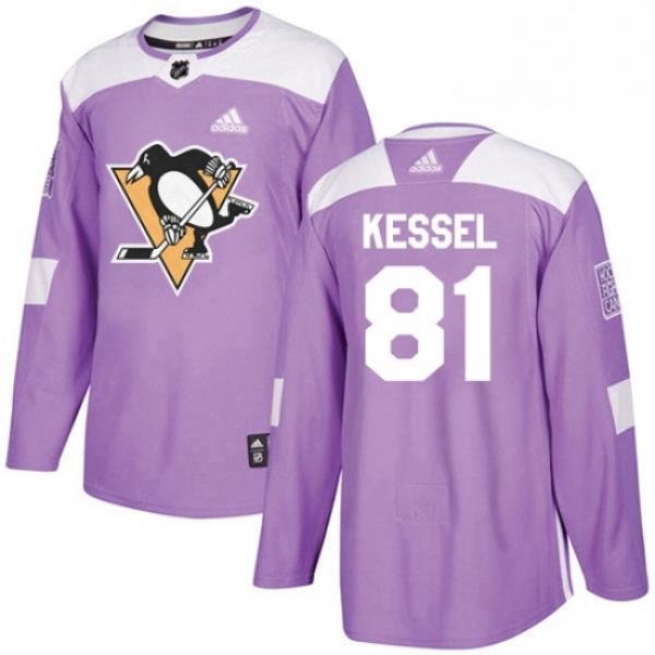 Mens Adidas Pittsburgh Penguins 81 Phil Kessel Authentic Purple Fights Cancer Practice NHL Jersey