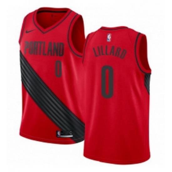 Womens Nike Portland Trail Blazers 0 Damian Lillard Authentic Red Alternate NBA Jersey Statement Edition